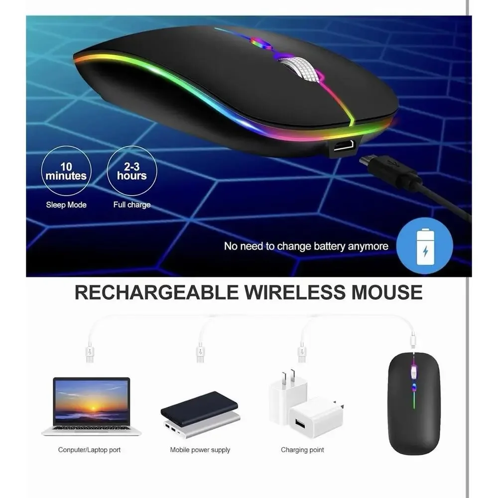 KLO LED Rechargeable Mouse (BT5.2+Type-C+USB2.4G)